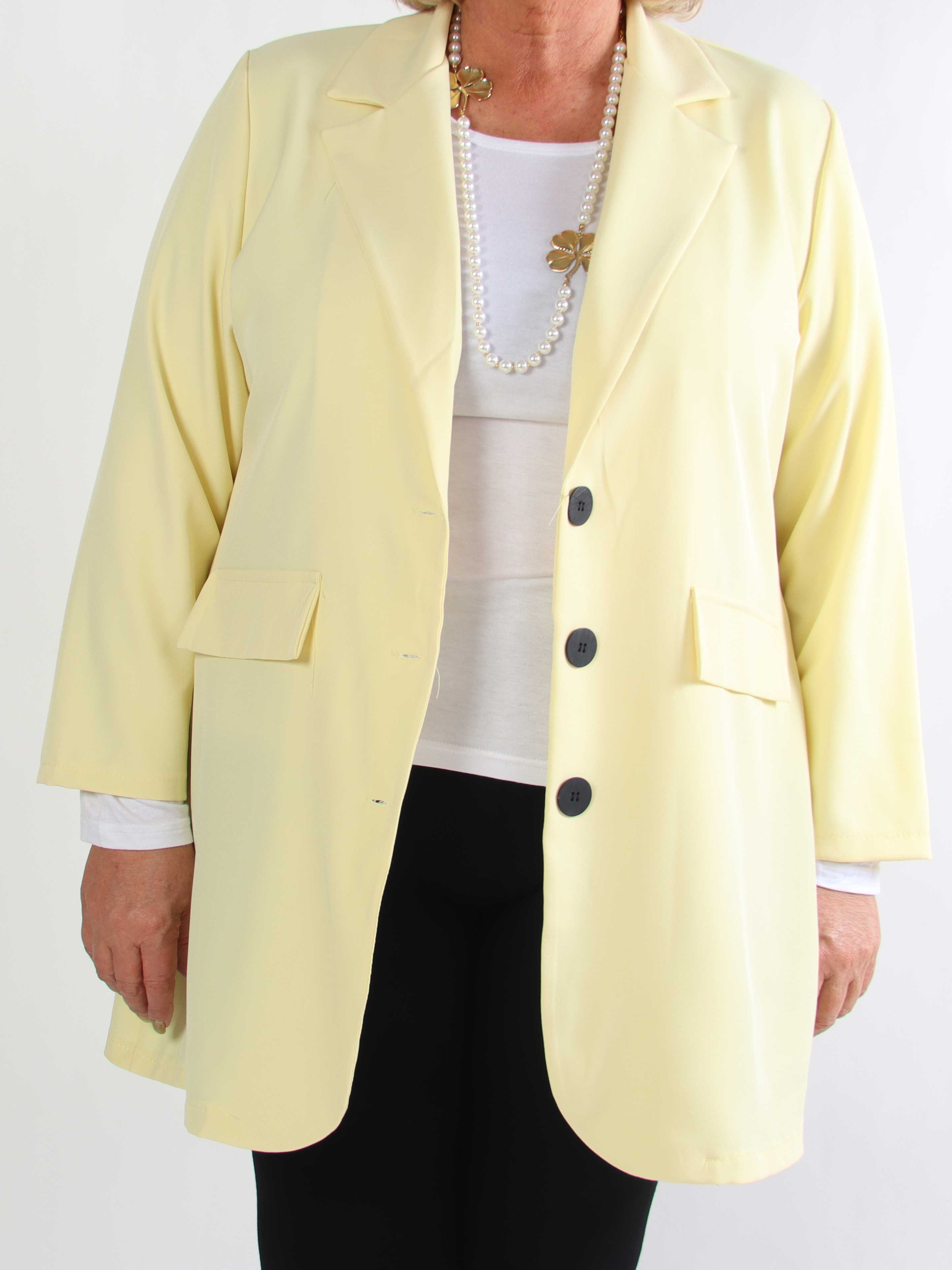 Lanthe Long Plain - Lang ensfarvet plus size blazer